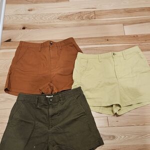 Madewell Women's Shorts in Brown, Cream, and Green
